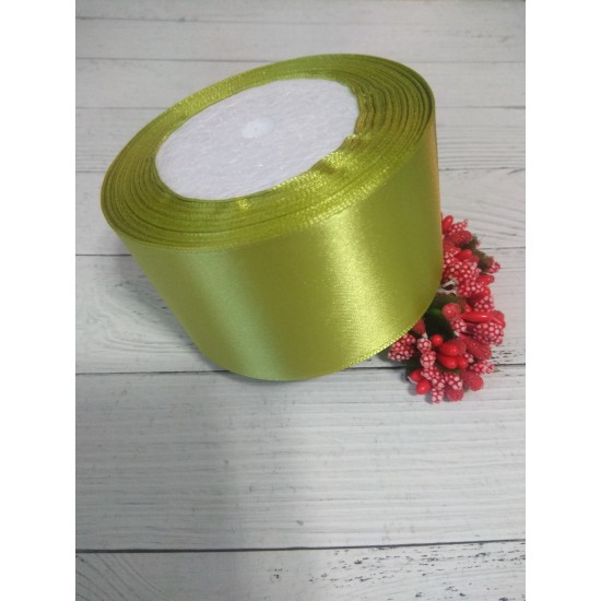 Ленты атласные однотонные 5 см цв. светло-оливковый 99, цена за 5 м